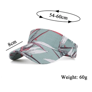 Visiera parasole con stampa tropicale grigio-verde, regolabile 54-60cm e tesa di 8cm