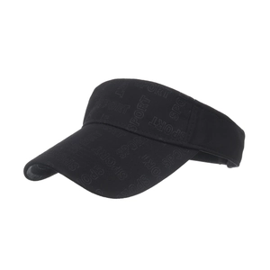 Black textured sun visor with embossed SPORT pattern for outdoor running and sports