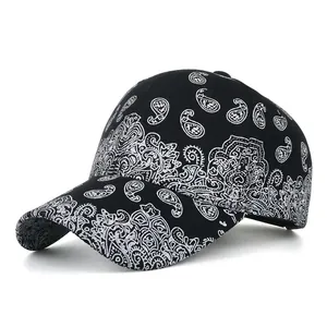 Paisley Print Baseball Cap Men Women Adjustable Cotton Acrylic Blend Curved Brim Hip Hop Streetwear Sun Shading Outdoor Hat