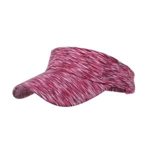 Space-dye striped open top sun visor hat for women in vibrant magenta and white tones