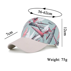 Floral print baseball cap with tropical embroidery and adjustable strap for sun protection