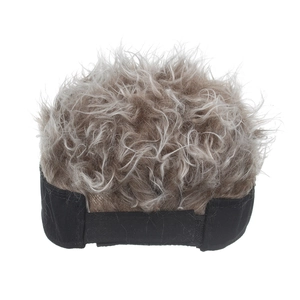 Creative visor hat with thick light brown fluffy wig hair for adults outdoor fun