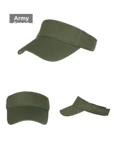 Vues détaillées de la visière en toile de coton vert armée sous plusieurs angles