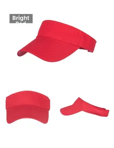 Détails de la visière pare-soleil en coton rouge vif avec coutures précises et multi-angles