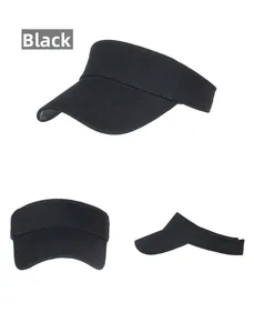Trois perspectives d'un chapeau pare-soleil noir en coton pour la protection solaire