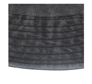 Close-up of the parallel stitching and washed texture on a dark grey sun bucket hat
