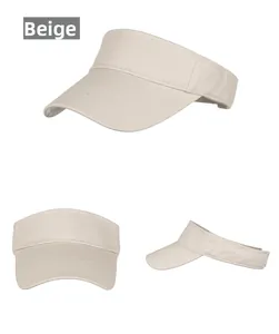 Affichage en trois vues d'un chapeau pare-soleil beige à large bord et coutures précises