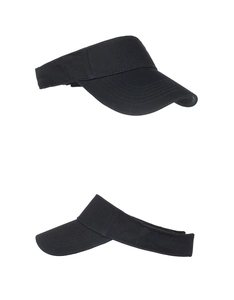 Vues de dessus et de côté d'une visière pare-soleil minimaliste en toile de coton noir