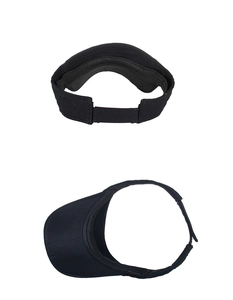 Vue arrière de visières en coton noir montrant les sangles velcro et visières incurvées