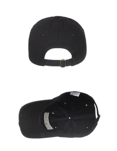 Detail of vintage distressed cotton baseball cap with bronze buckle and flag patch
