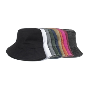 Washable cotton sun protection bucket hats in multiple colors with wide brims for UV protection