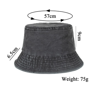 Dark grey washed denim bucket hat with UV protection features for sun shading