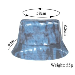Chapeau bob en coton tie-dye bleu et blanc avec dimensions précises tour de tête 58cm