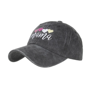 Casquette de baseball pour femme avec cœurs brodés, texte mama et toile vintage