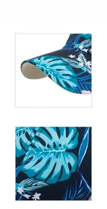 Close-up of tropical leaf print baseball cap showing fabric texture and neat stitching