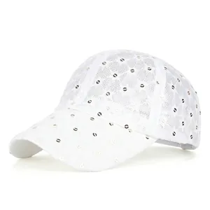 Women Fashion Lace Floral Baseball Cap Breathable Mesh Sun Hat For Women Sparkly Adjustable Snapback Casual Fashion Hat