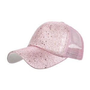 Modische rosa Pailletten-Baseballkappe mit atmungsaktivem Mesh-Rücken für den Sommer