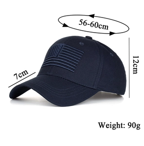 Casquette de baseball bleu marine avec drapeau brodé et détails de taille 56-60cm