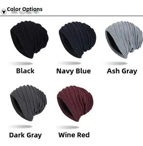 Strickmützen-Kollektion in Schwarz, Marine und Rot mit warmem Fleecefutter für den Winter