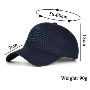 Casquette de baseball bleu marine avec drapeau américain brodé et sangle réglable au soleil