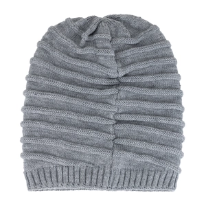 Graue Strickmütze für Herren mit Fleecefutter und Rippbündchen für den Winter