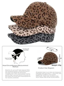 Größentabelle für Leoparden-Baseballkappe mit 56-62cm verstellbarem Kopfumfang