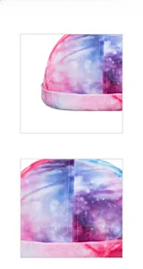 Detailed view of tie-dye galaxy dock worker beanie with premium stitching and soft velvet fabric