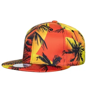 Unisex Polyester Snapback Baseball Cap Tropical Palm Tree Floral Print Flat Brim Streetwear Hip Hop Casual Outdoor Sun Hat