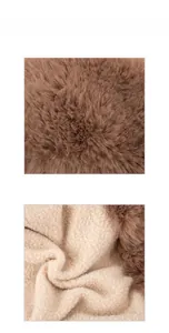 Detailed view of the soft faux fur and fluffy leopard print fleece lining on the winter hat