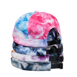 Retro tie-dye docker hats for men and women featuring adjustable leather straps back