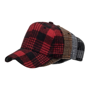 Classic checkered flannel baseball caps in various colors for autumn and winter wear