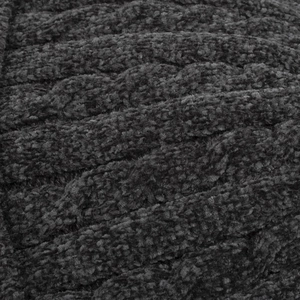 Deep grey chenille knit hat and scarf set with thick cable pattern for winter warmth