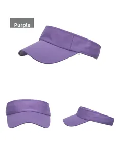 Multiple views showing purple open top sun hat details with breathable fabric and stitching