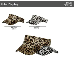 Detailed color selection for leopard print sun visor hats with adjustable velcro straps