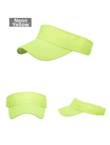 Detailed views of fluo yellow sun visor hat with breathable mesh and reinforced stitching