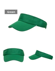 Detailed views of green breathable mesh sun visor hat with adjustable back strap