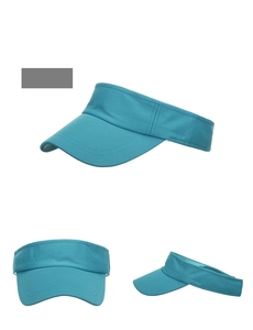 Detail view of breathable mesh fabric on a turquoise sun visor hat for outdoor sports