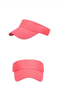Detail view of pink sun visor hat featuring breathable mesh fabric and reinforced stitching