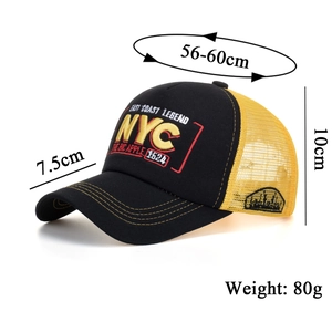 Contrast NYC embroidered baseball trucker cap with yellow mesh back and curved brim