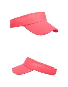 Detail view of the breathable mesh fabric and curved brim on this pink sun visor hat