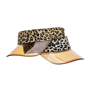 Leopard print sun visor hats with amber translucent plastic brims for outdoor sports