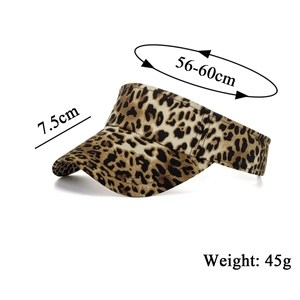 Leopard print sun visor hat with adjustable elastic strap and 7.5cm brim for outdoor sports