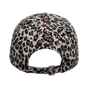 Classic leopard print baseball cap with adjustable metal buckle on the back view