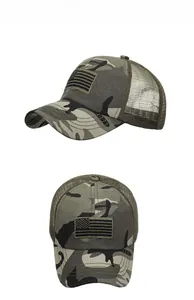 Casquette de baseball camouflage avec écusson drapeau américain et filet respirant
