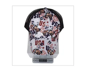 Détail du poids de la casquette trucker USA avec filet respirant et imprimé étoiles