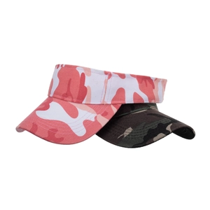 Women's outdoor cotton sun visors with pink and green camouflage patterns for golf