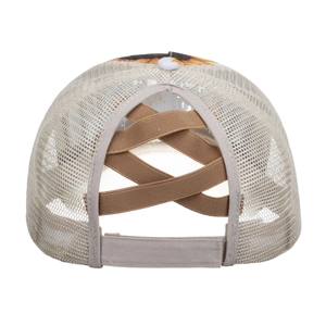 Casquette de baseball tournesol pour femme avec filet blanc et sangles croisées élastiques