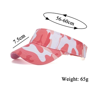 Pink camouflage open top cotton sun hat for women with 56-60cm adjustable strap