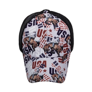 Casquette trucker USA classique avec imprimés de rodéo western et filet noir respirant