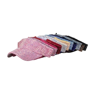 Sparkling rhinestone sun visor hats for women in multiple colors for outdoor golf activities